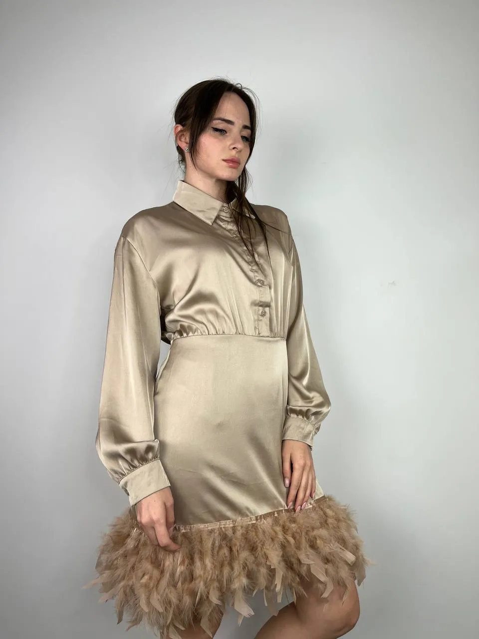 BEIGIE SATIN DRESS