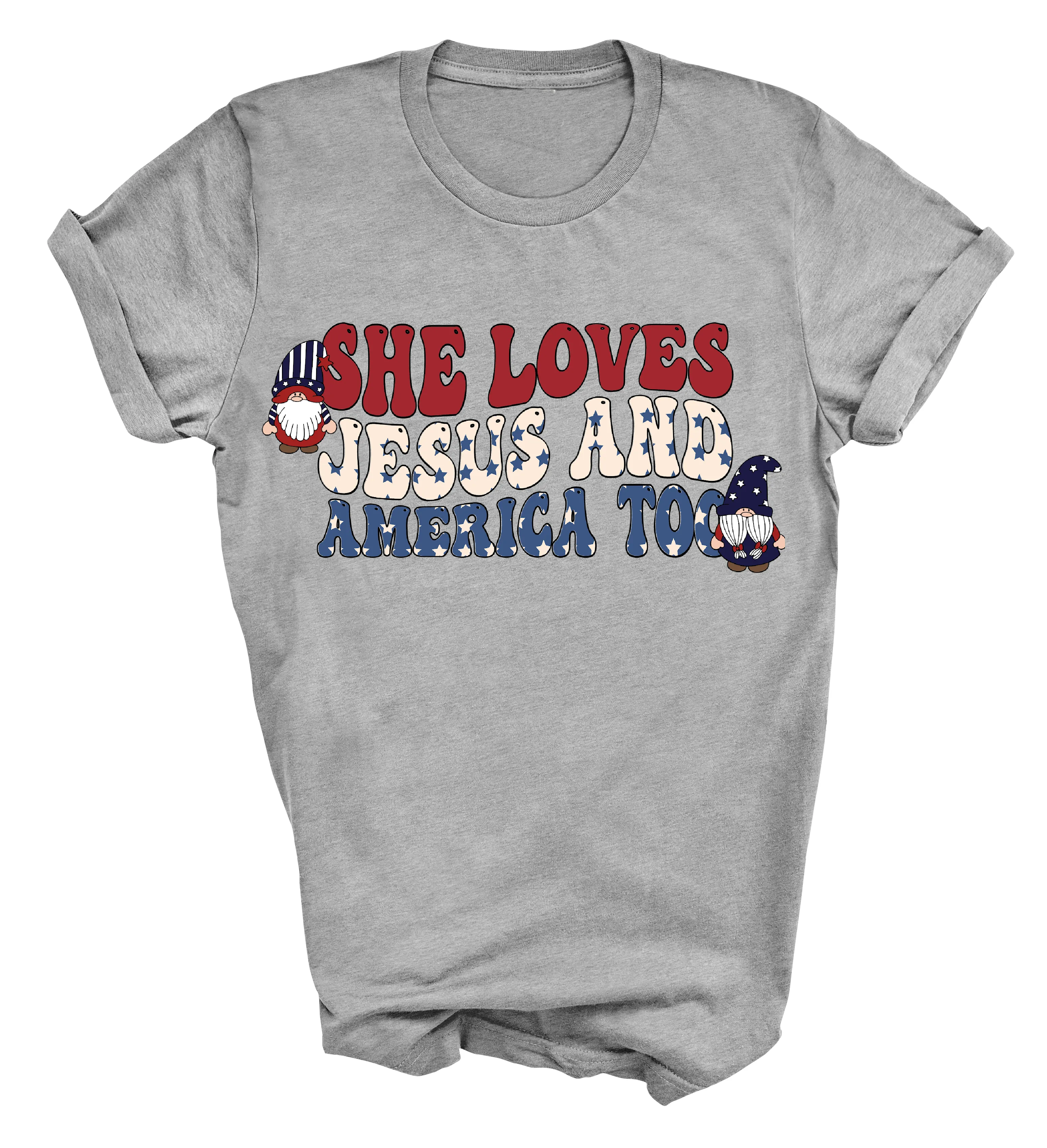 Bella Canvas Soft Style She Loves Jesus and America Too USA July 4th Memorial Day/ Unisex Comfort Colors Shirt
