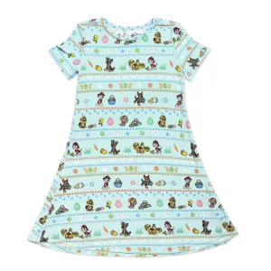 Bellabu Bear x Paw Patrol Easter Bamboo Girls' Short Sleeve Dress