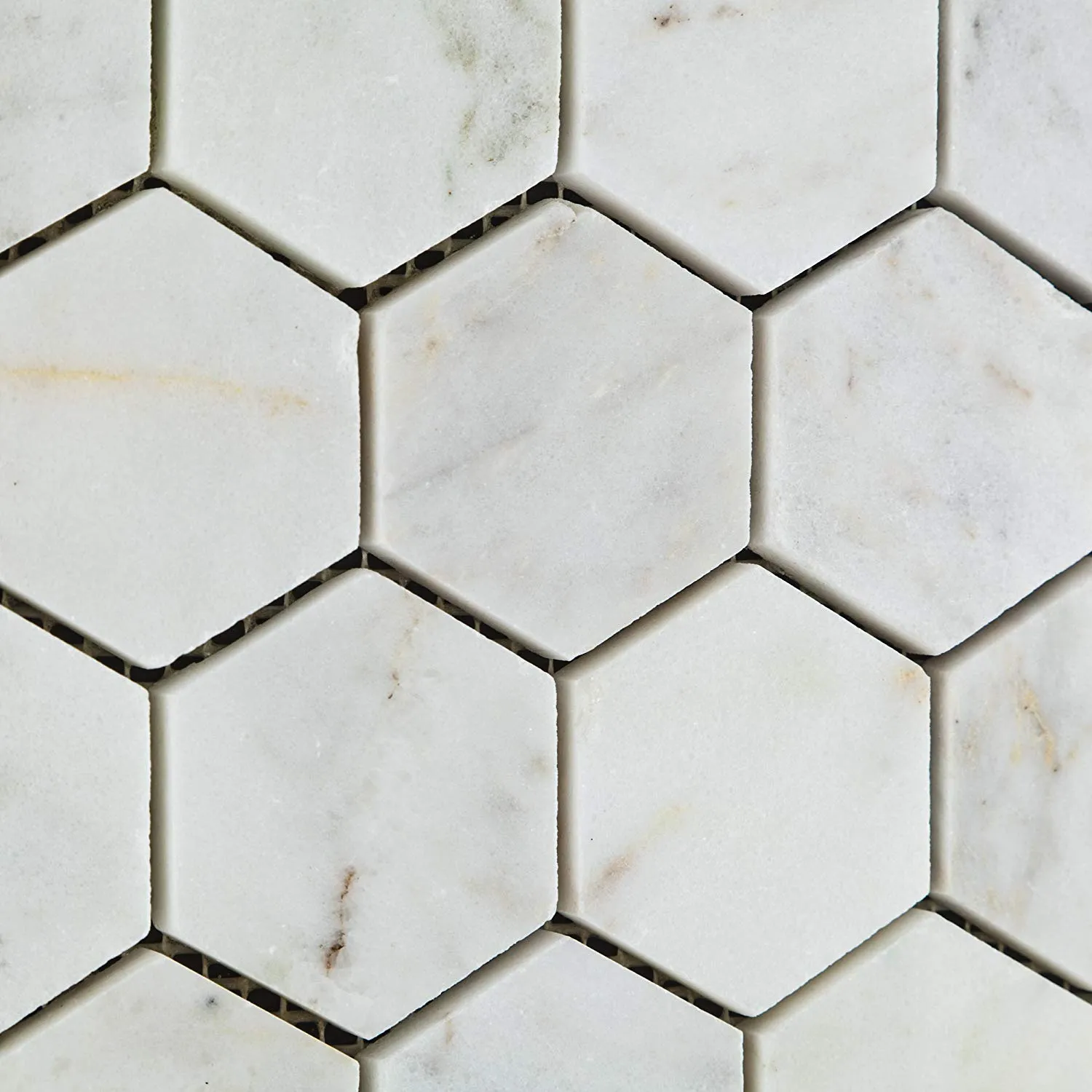 Bianco Venatino Carrara White Carrera Marble Polished 2 inch (2 X 2) Hexagon Mosaic Tile - Sample Piece