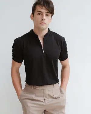 BLACK COOLPASS ZIPPED SHIRTS