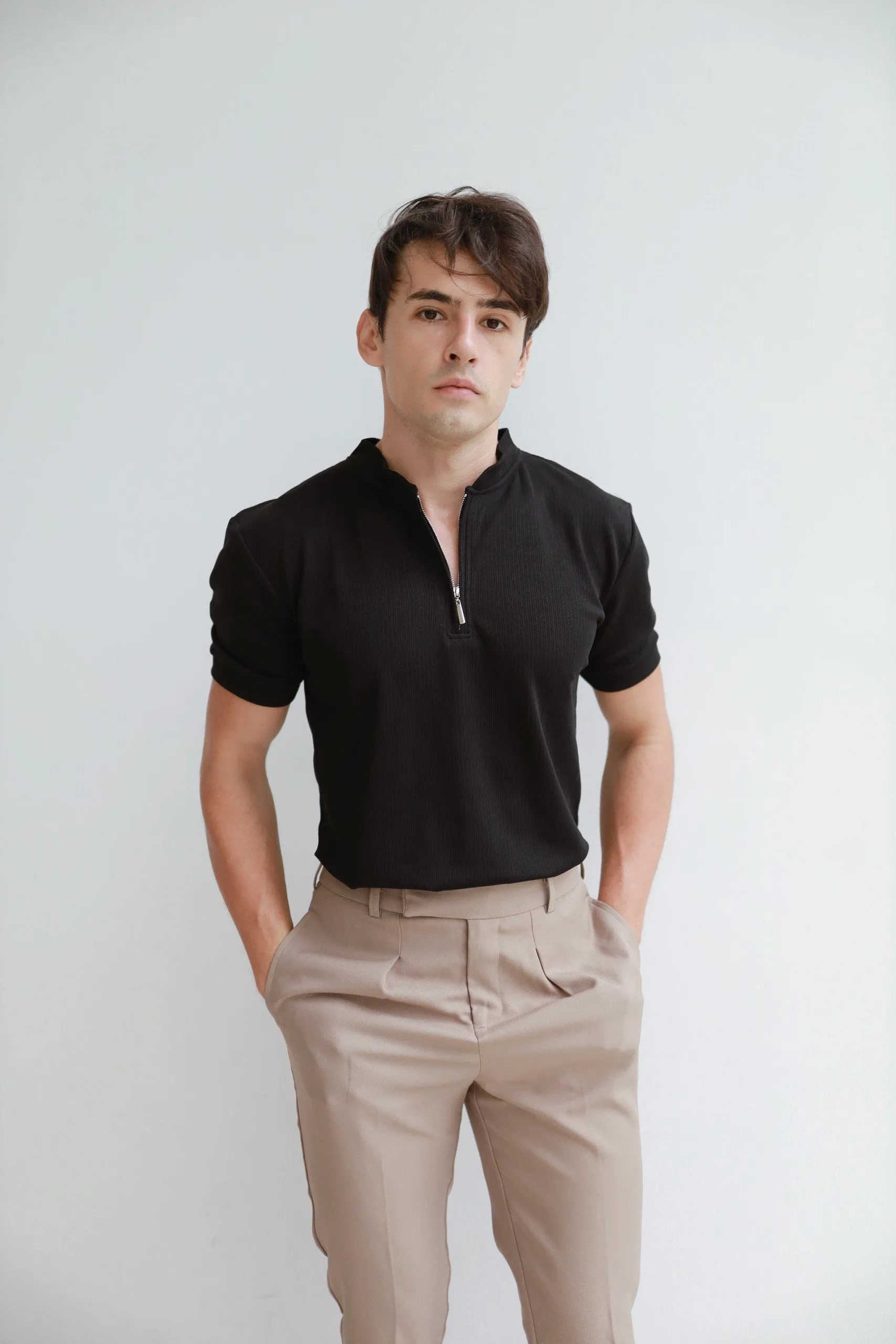 BLACK COOLPASS ZIPPED SHIRTS