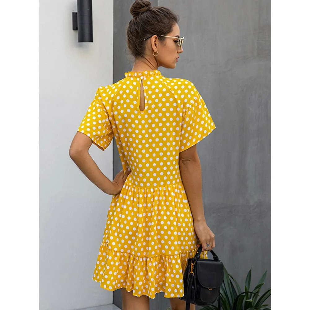 Black Dress Polka-dot Women Summer Sundresses Casual White Loose Fit Clothes Free People 2022 Yellow Womens Clothing Everyday
