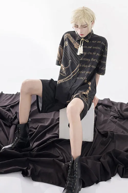 Black Handsome Little Prince Print Loose Ouji Lolita Shorts