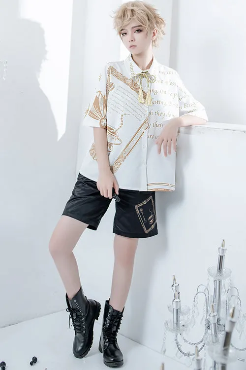 Black Handsome Little Prince Print Loose Ouji Lolita Shorts