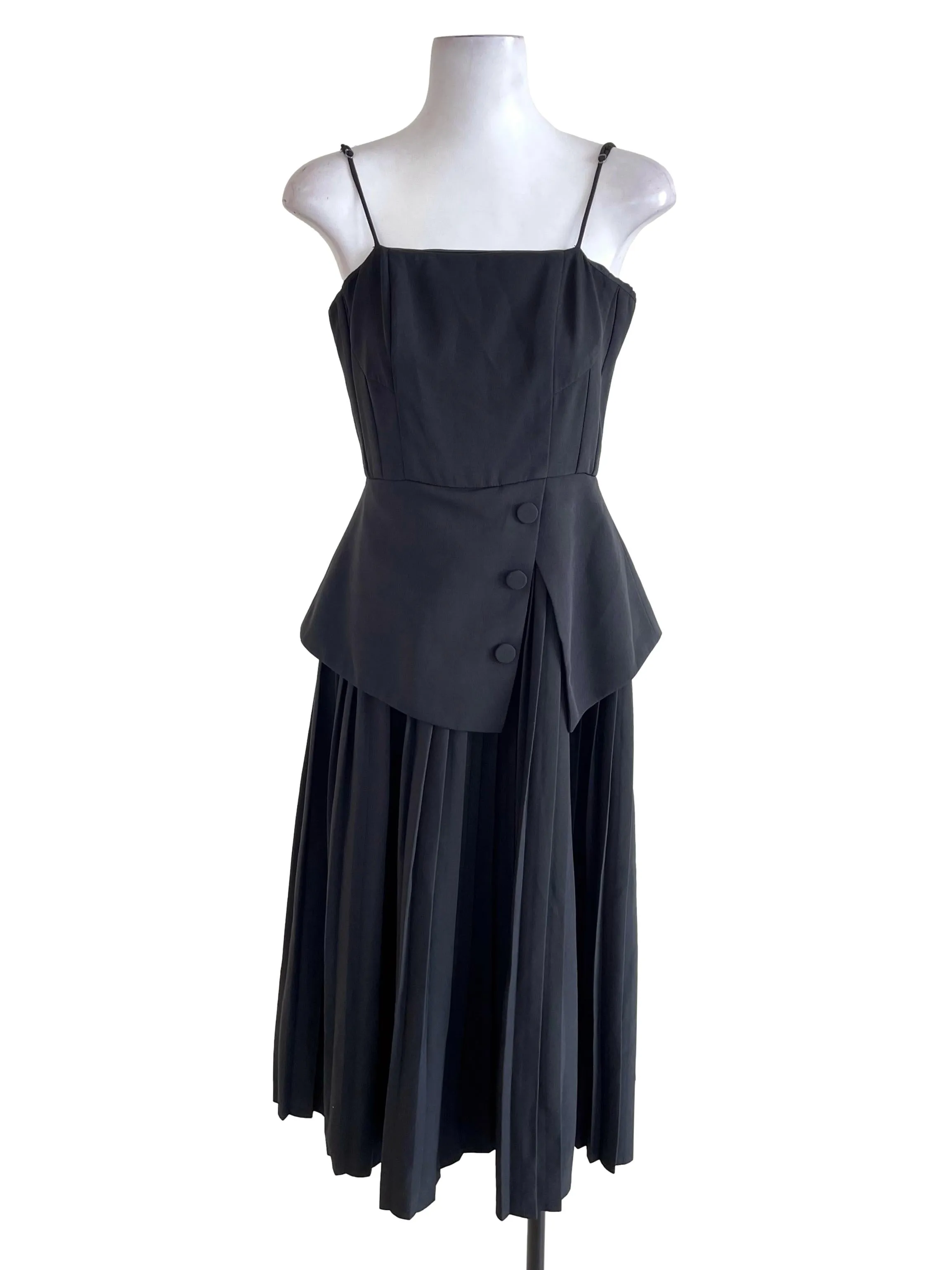 Black Layered Accordion Dress