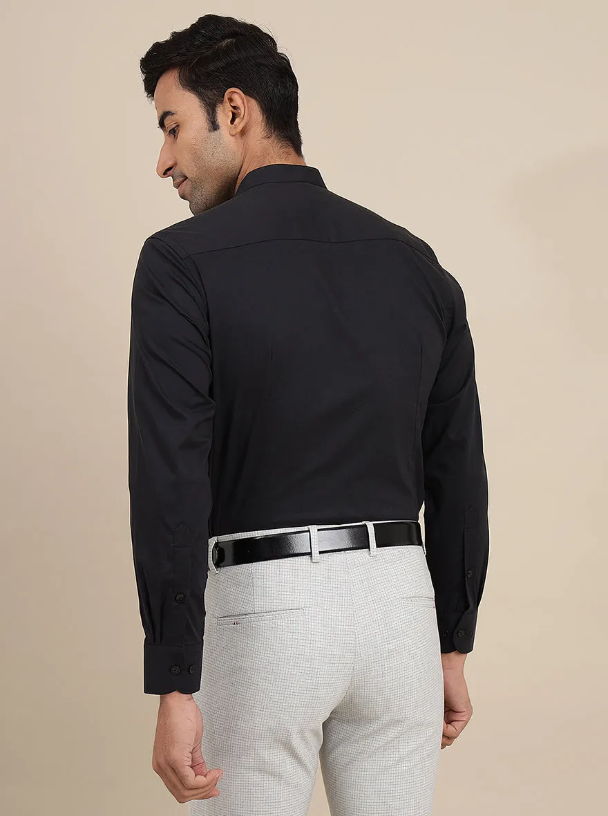 Black Solid Slim Fit Formal Shirt | Metal