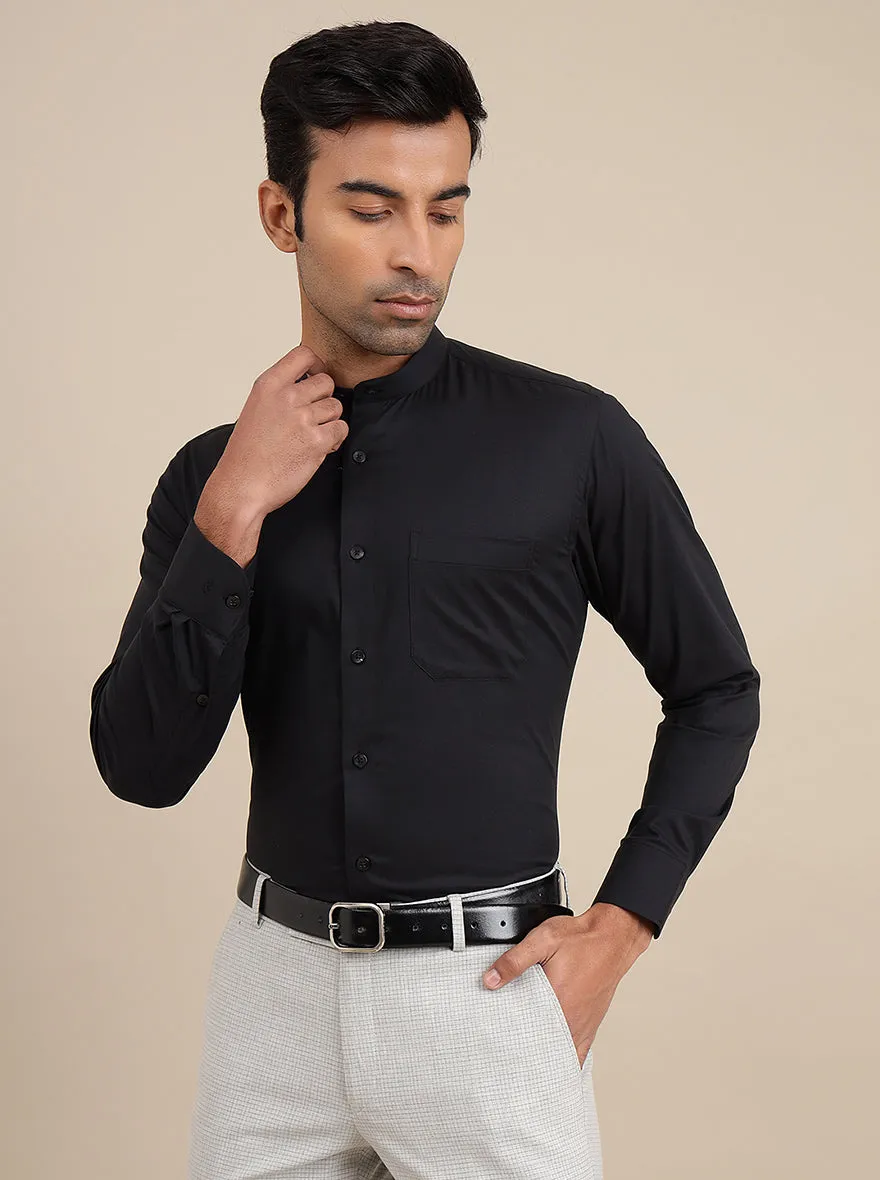 Black Solid Slim Fit Formal Shirt | Metal