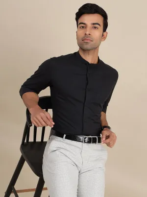 Black Solid Slim Fit Formal Shirt | Metal