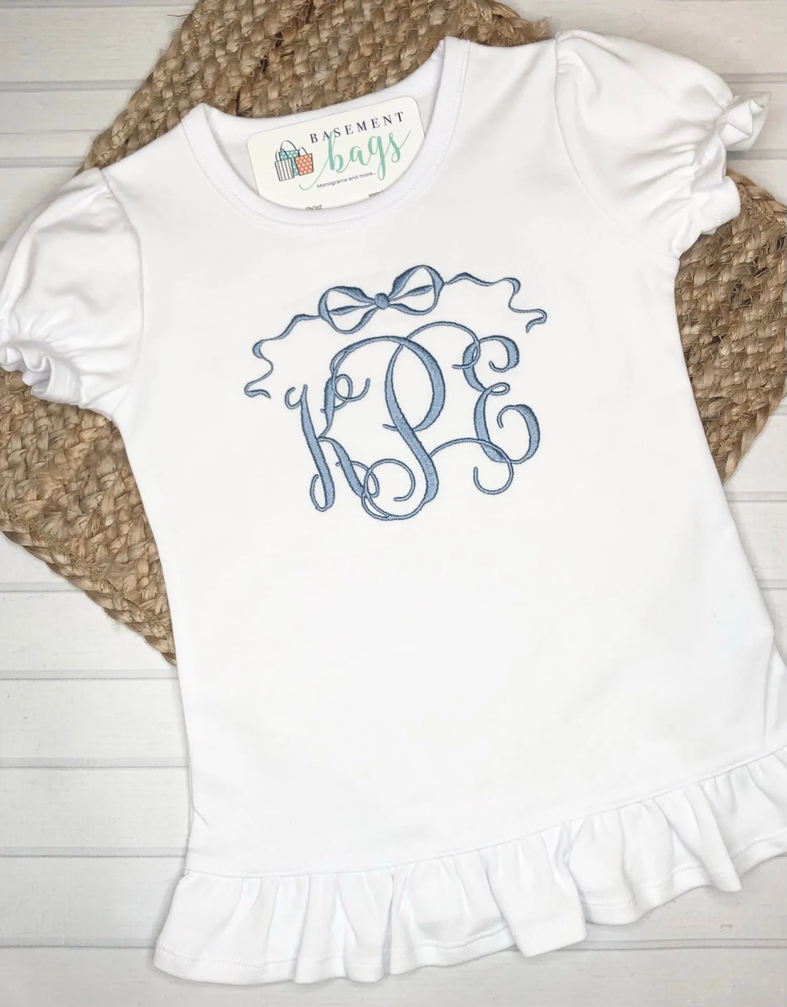 Blue Floral Scalloped Shorts Set