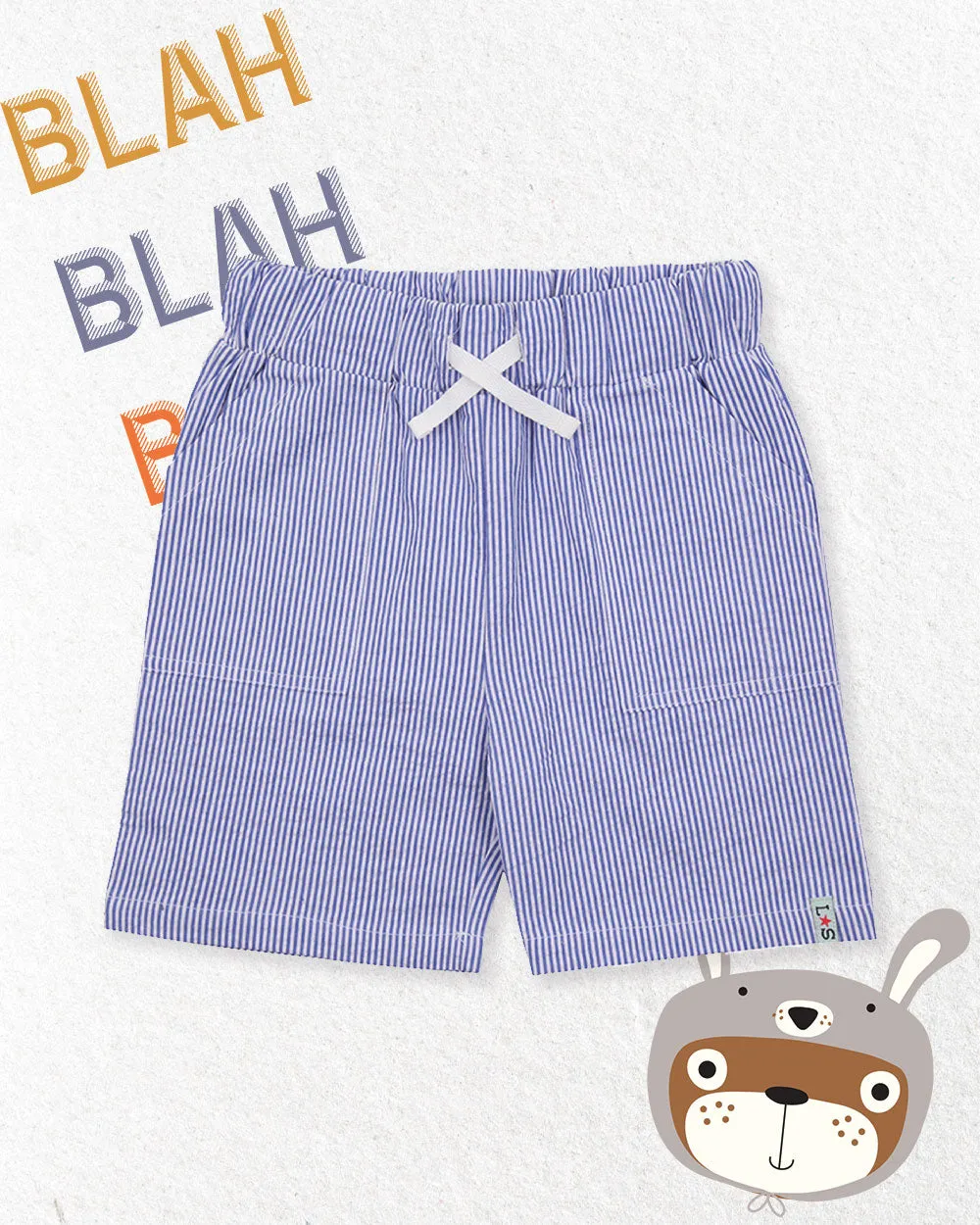 Blue Stripe Print Shorts