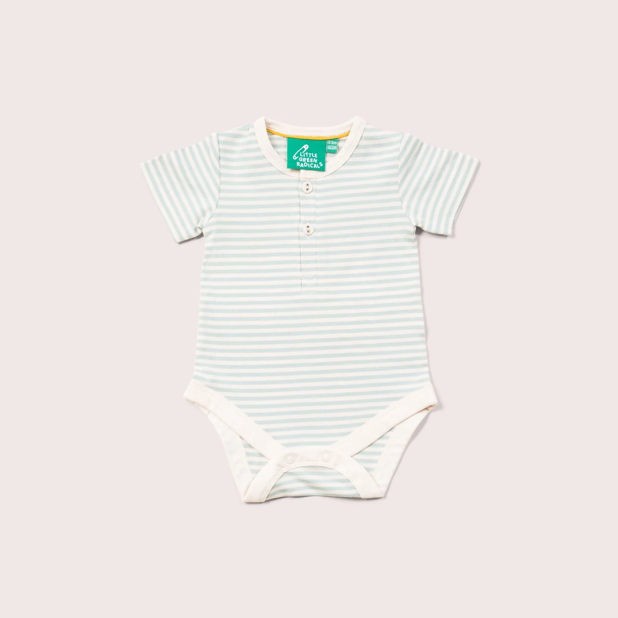 Blue Striped Organic Short Sleeve Baby Bodysuit