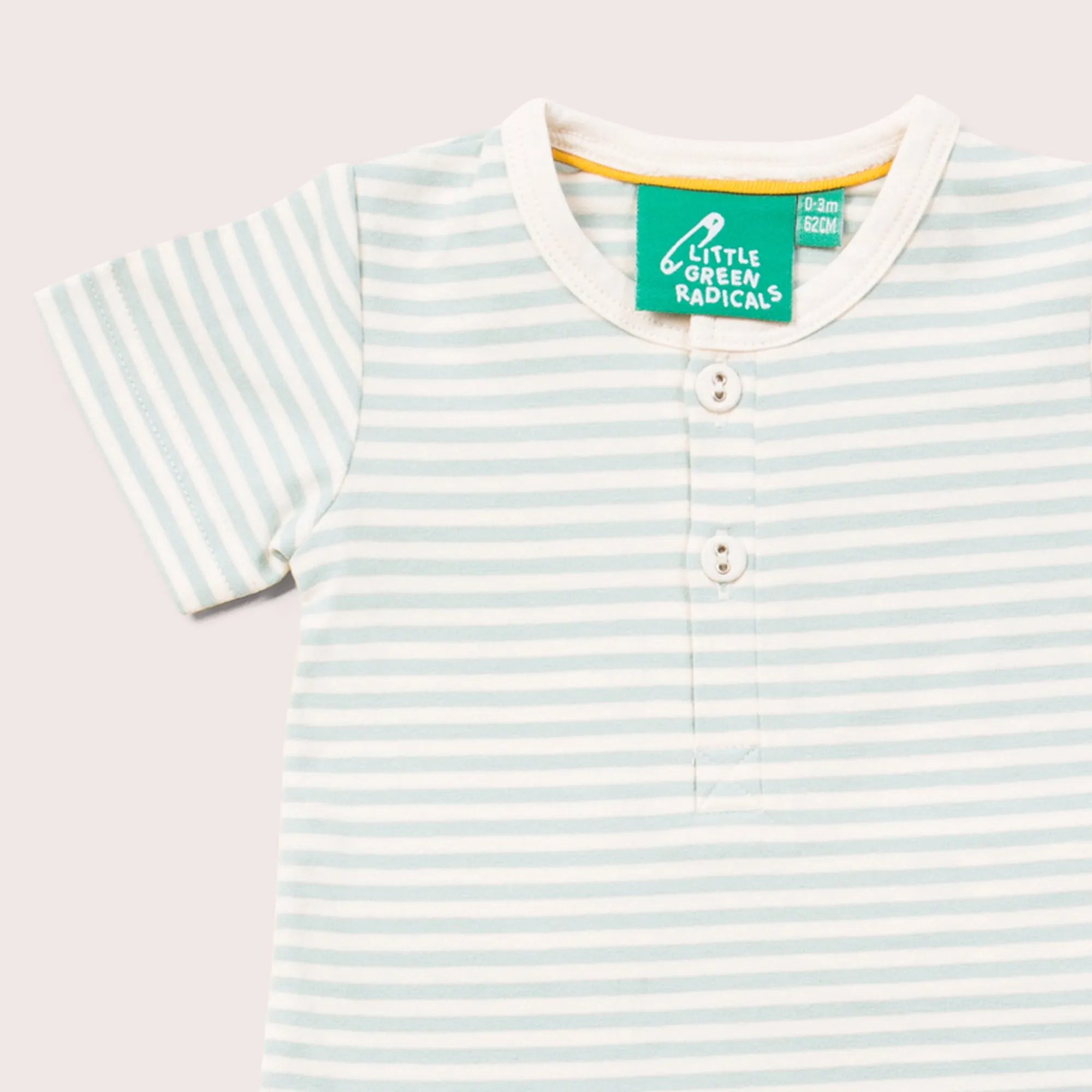 Blue Striped Organic Short Sleeve Baby Bodysuit