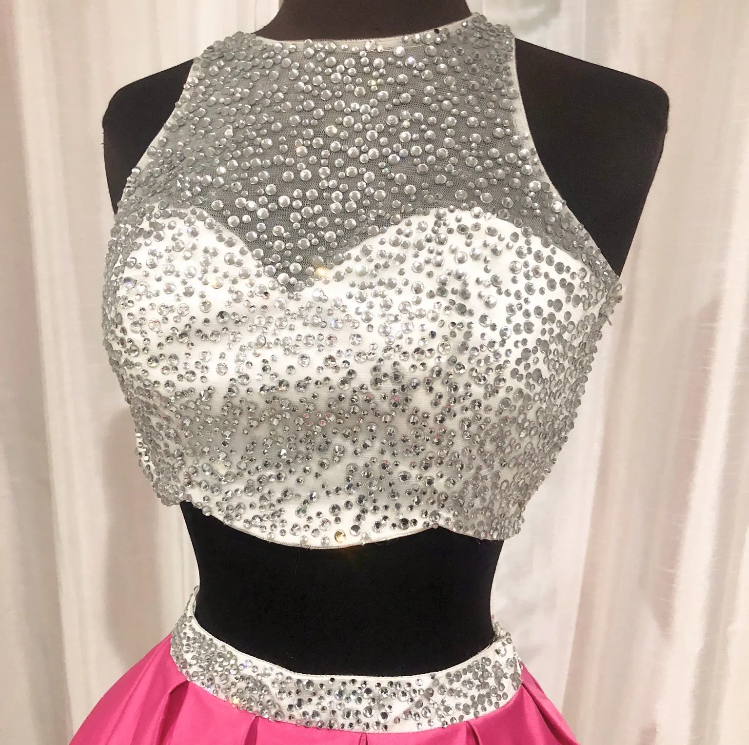 BLUSH PROM Short Hot Pink & White Two Piece Gown Size 0