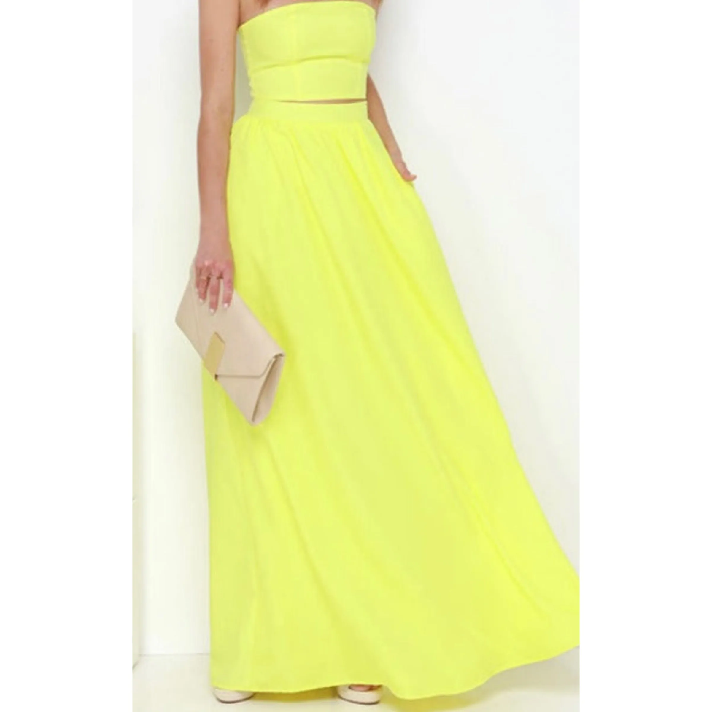 BOUTIQUE Long Yellow Two Piece Set Size M