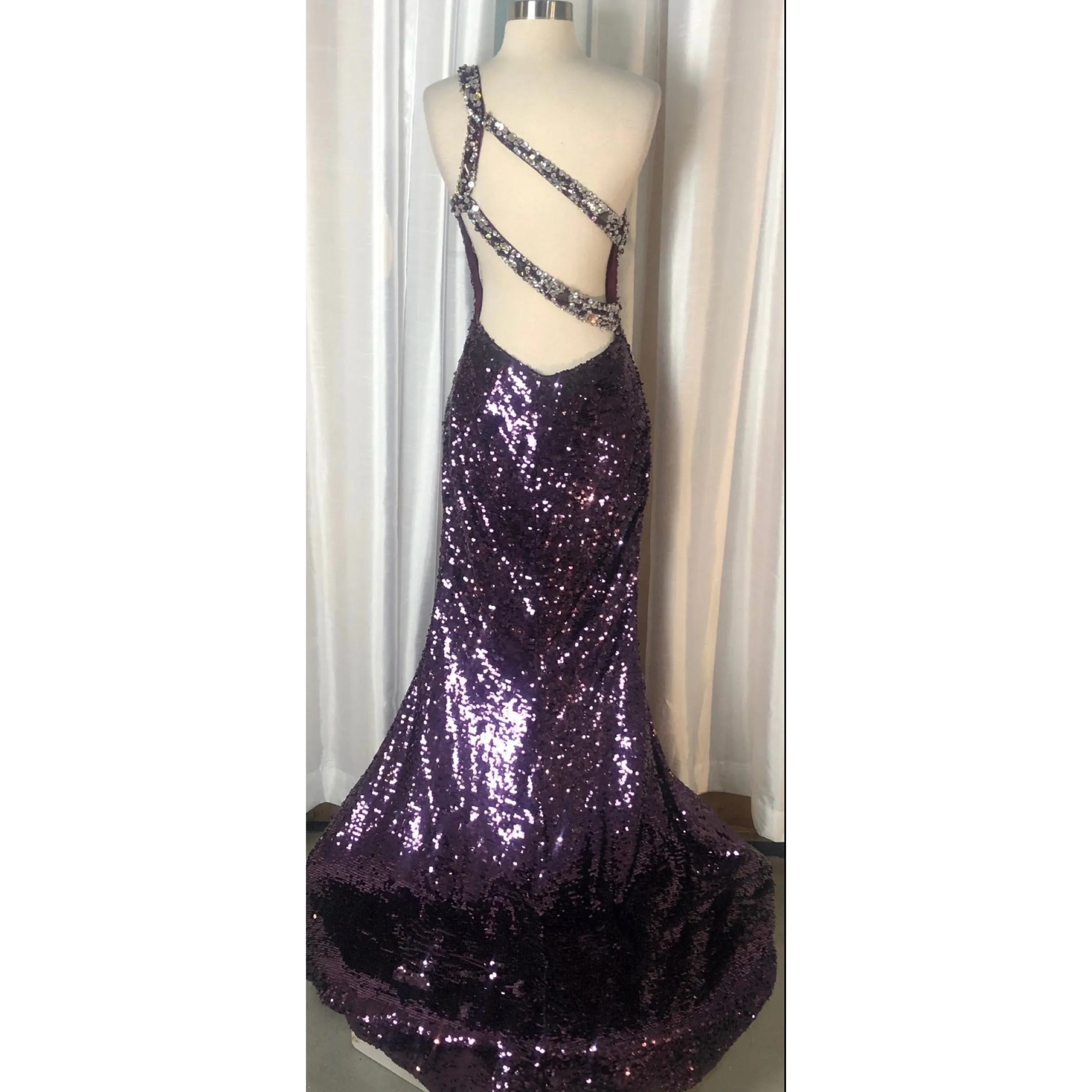 Boutique Purple Long One Shoulder Gown Size 12