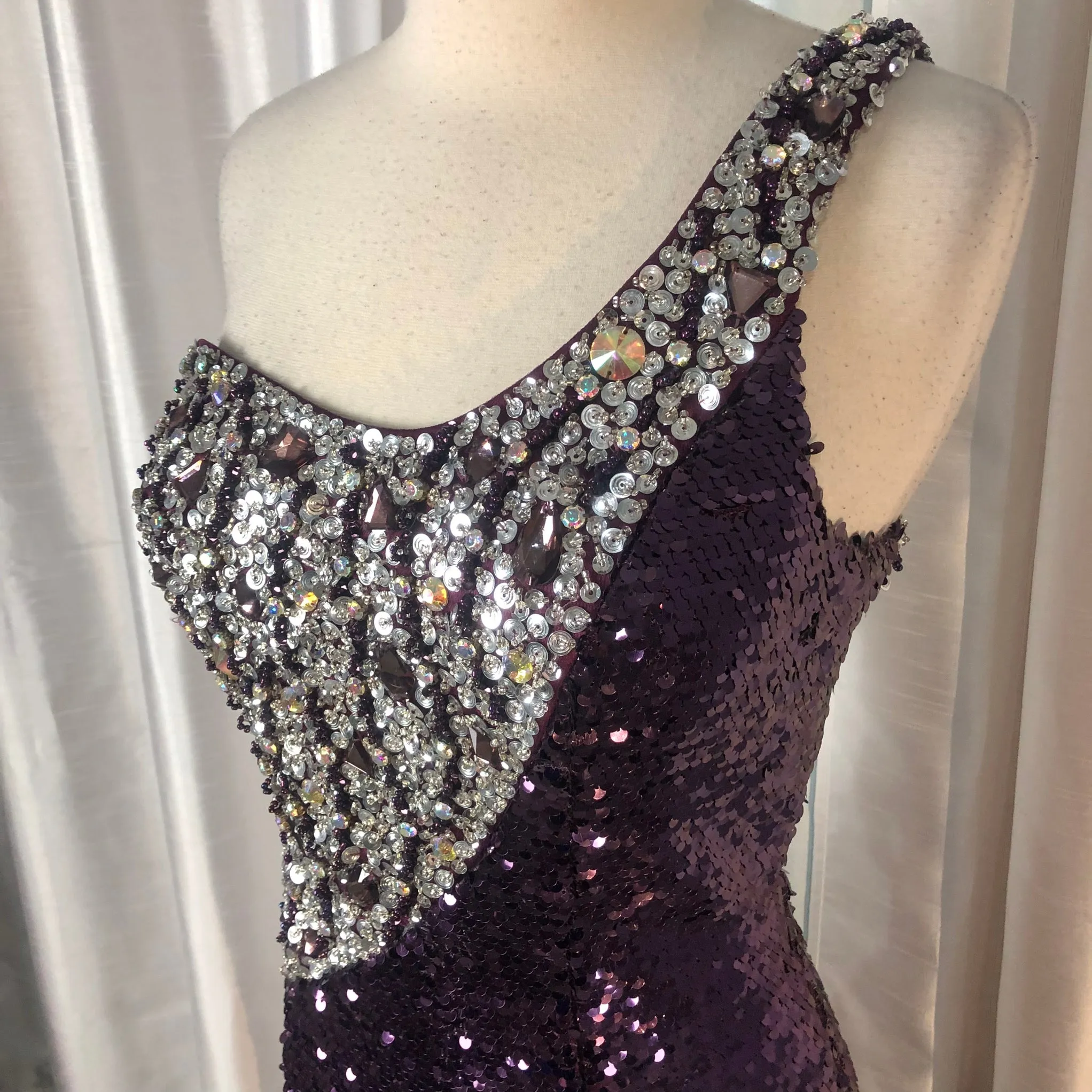 Boutique Purple Long One Shoulder Gown Size 12