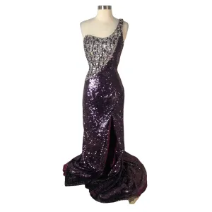 Boutique Purple Long One Shoulder Gown Size 12