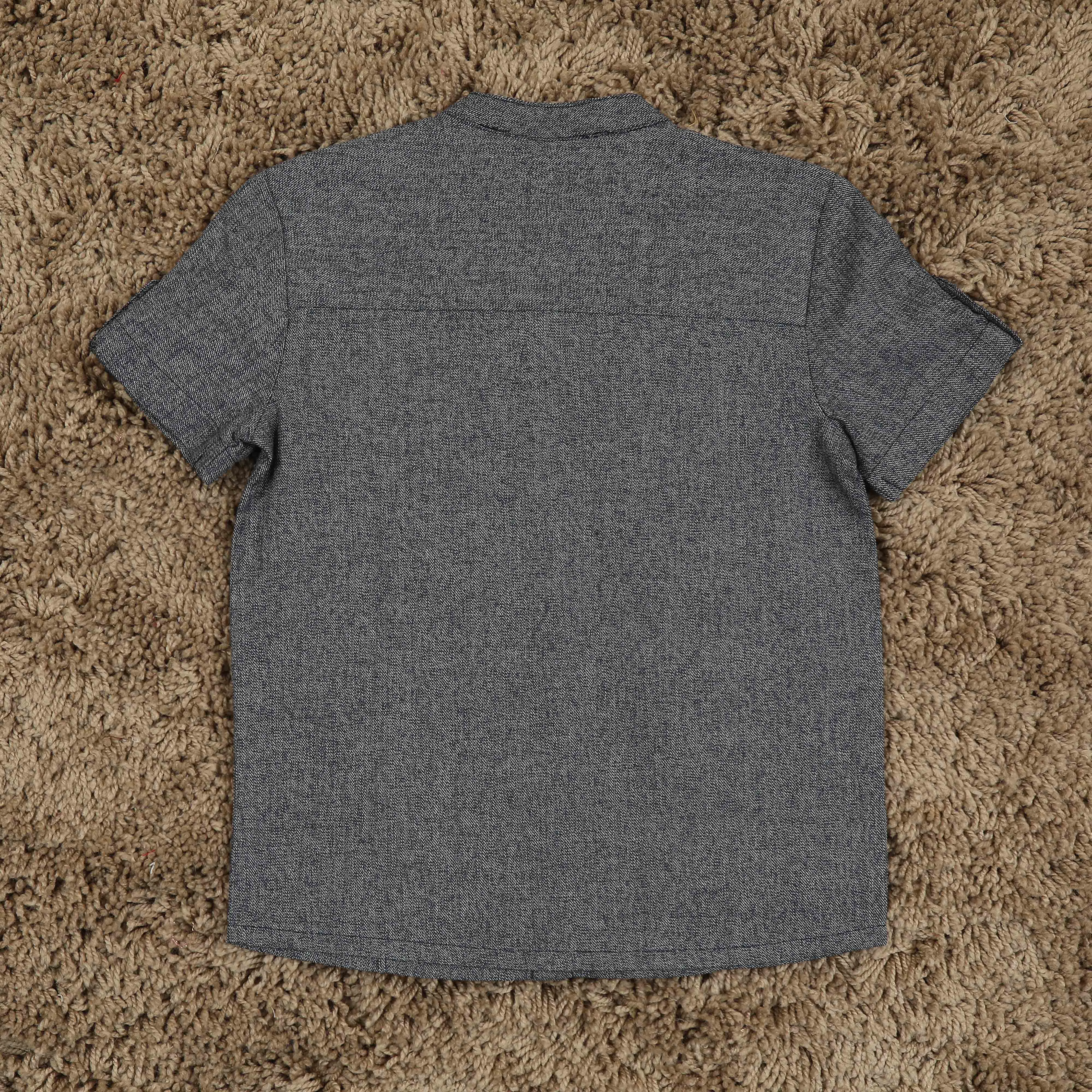 Boys Mandarin Collar Sleeve Tab Shirt Shine Grey