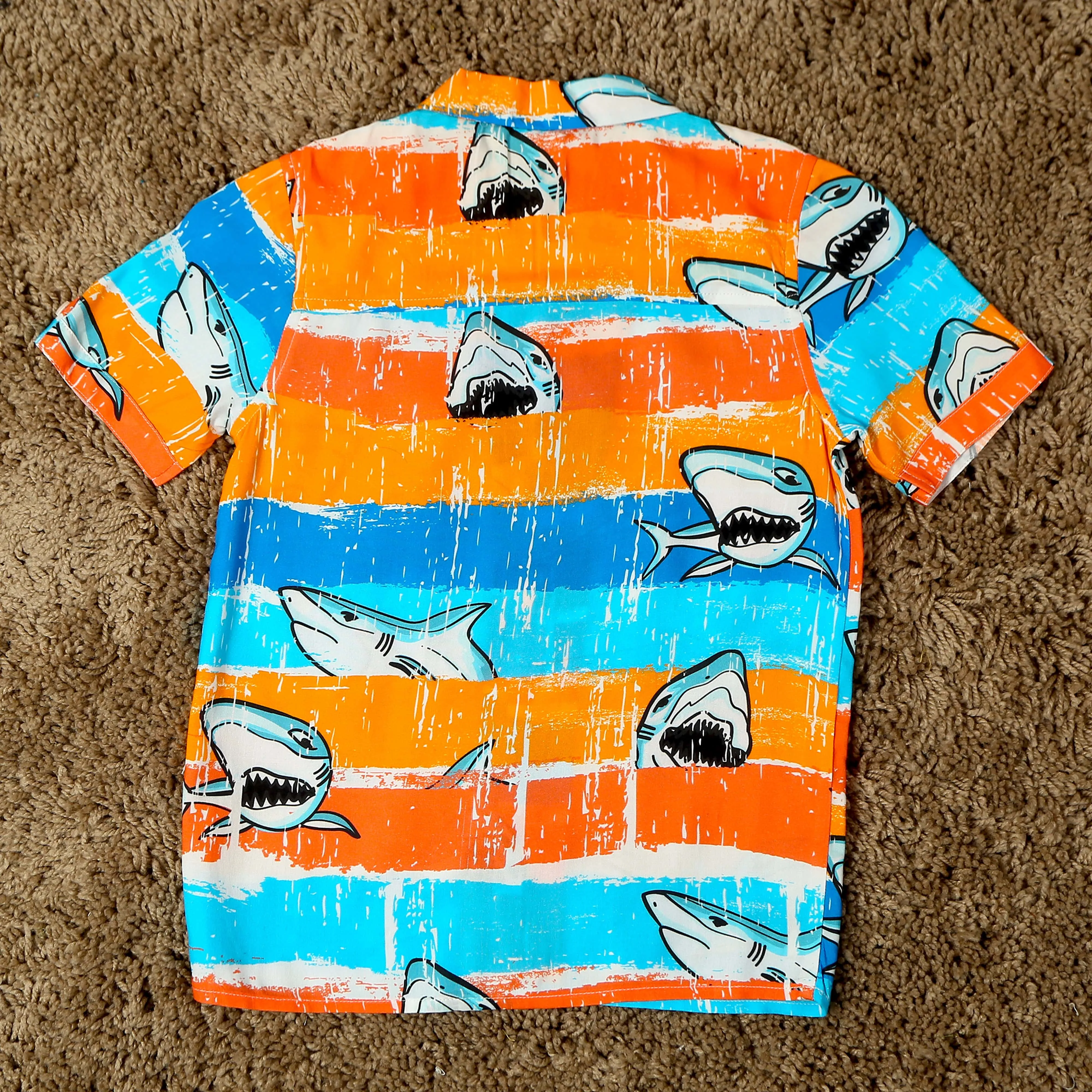 Boys Sea Fish Printed Shirt Sea Blue