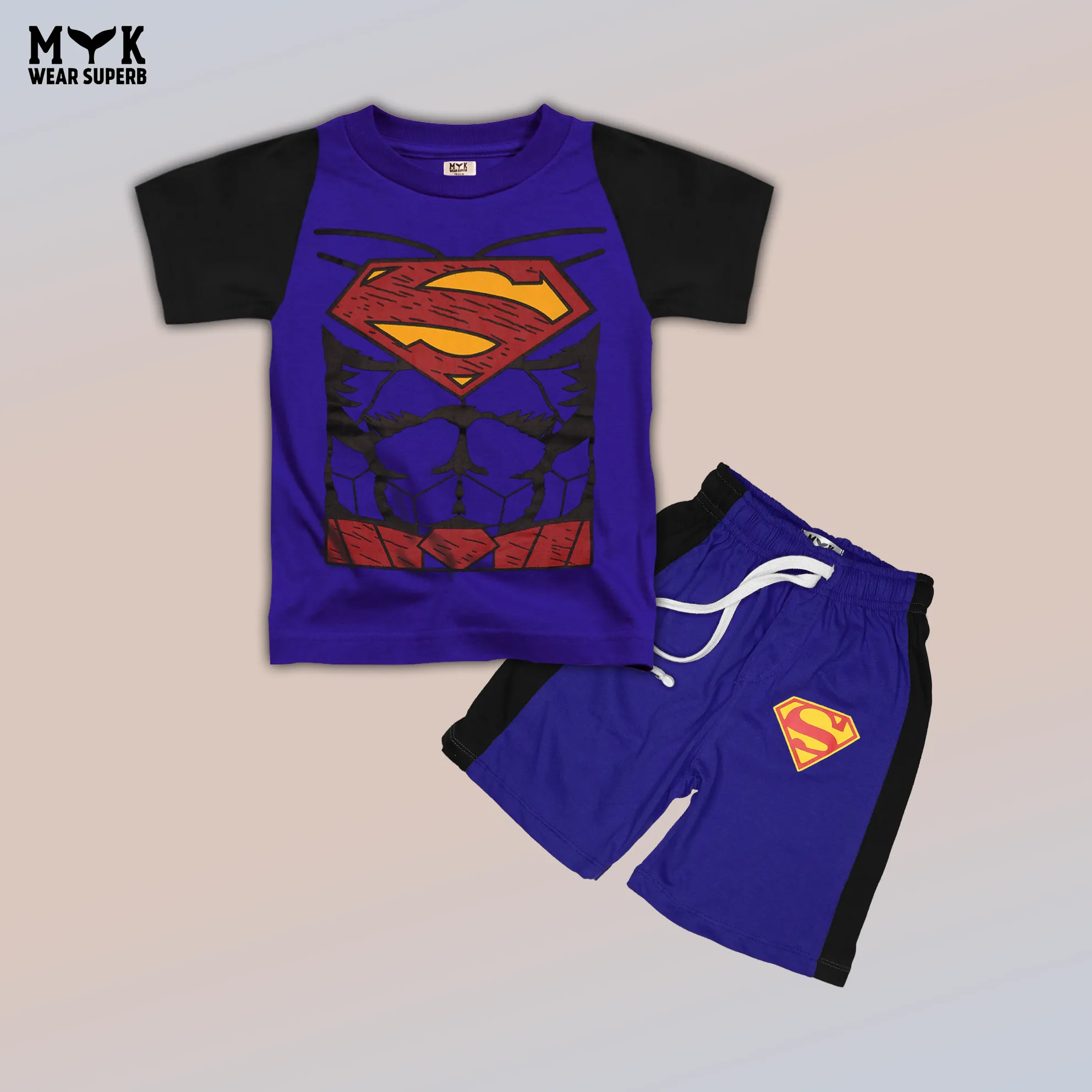 Boys' Superman Muscle Blue Graphic T-Shirt & Shorts Set