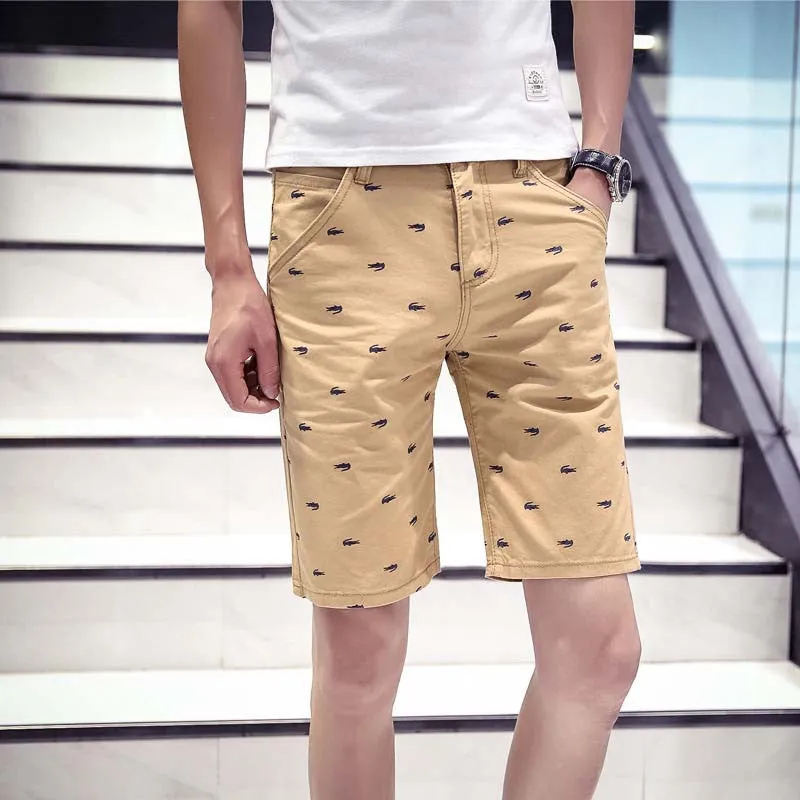 brand mens shorts print casual Men's shorts fashion cotton shorts shorts khaki white green