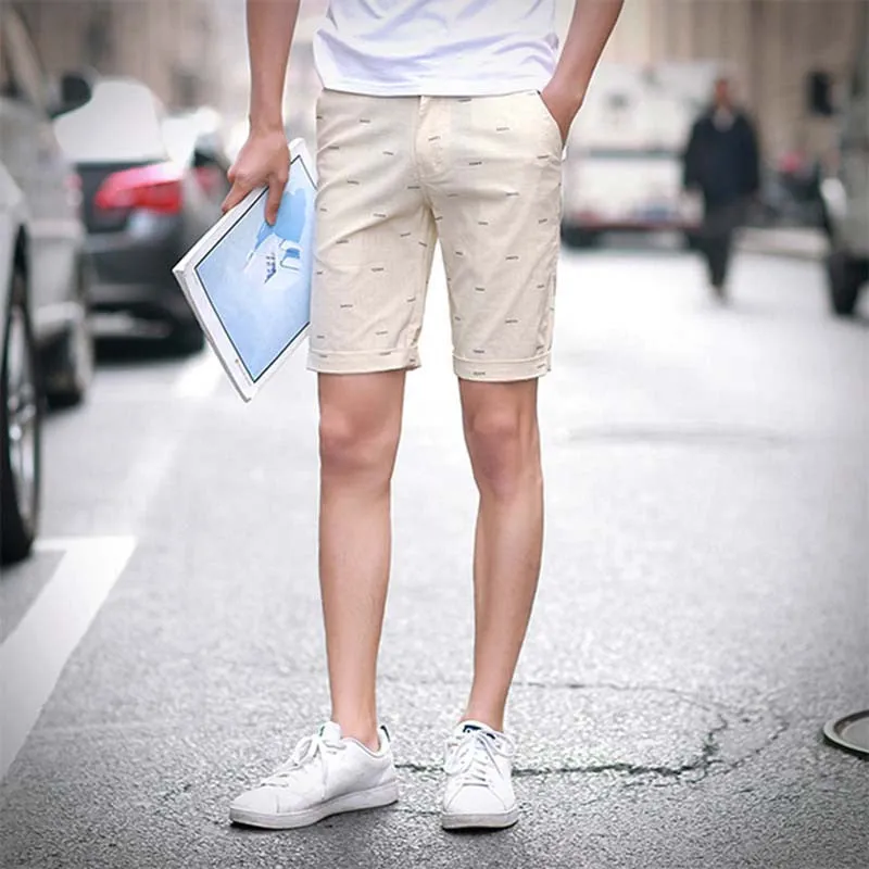 brand mens shorts print casual Men's shorts fashion cotton shorts shorts khaki white green