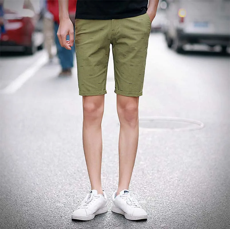 brand mens shorts print casual Men's shorts fashion cotton shorts shorts khaki white green