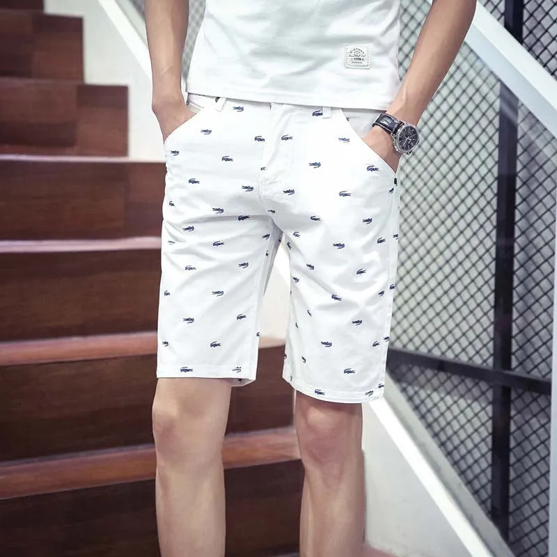 brand mens shorts print casual Men's shorts fashion cotton shorts shorts khaki white green