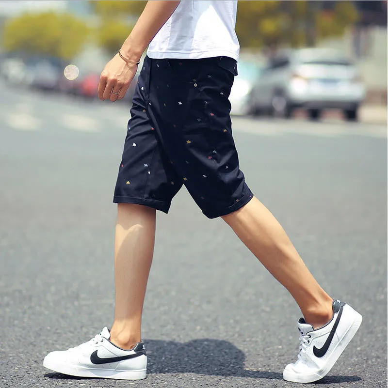 brand mens shorts print casual Men's shorts fashion cotton shorts shorts khaki white green