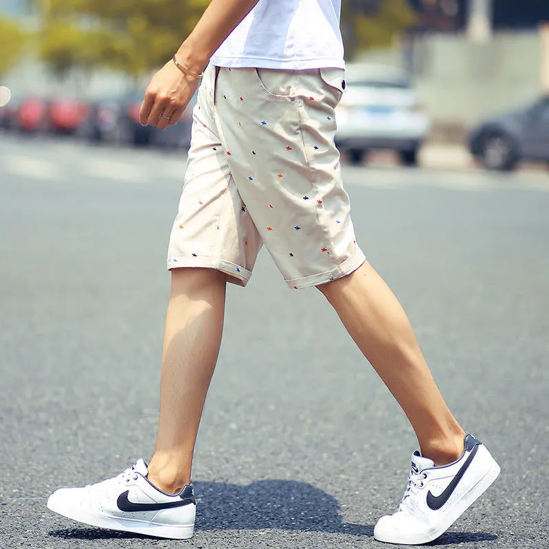 brand mens shorts print casual Men's shorts fashion cotton shorts shorts khaki white green