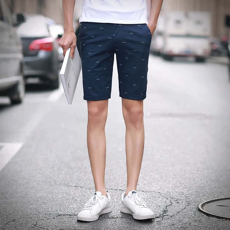 brand mens shorts print casual Men's shorts fashion cotton shorts shorts khaki white green