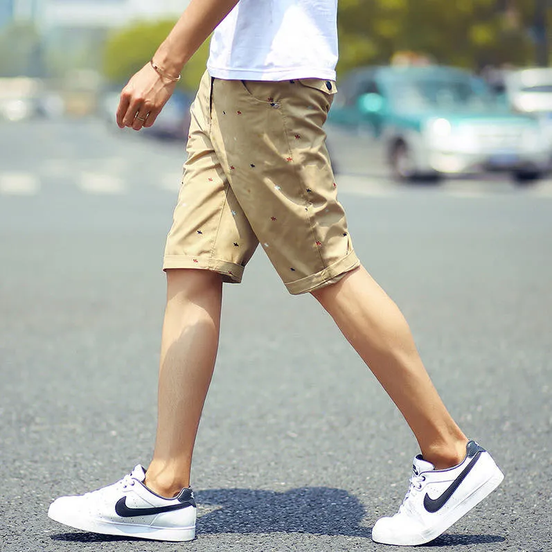 brand mens shorts print casual Men's shorts fashion cotton shorts shorts khaki white green