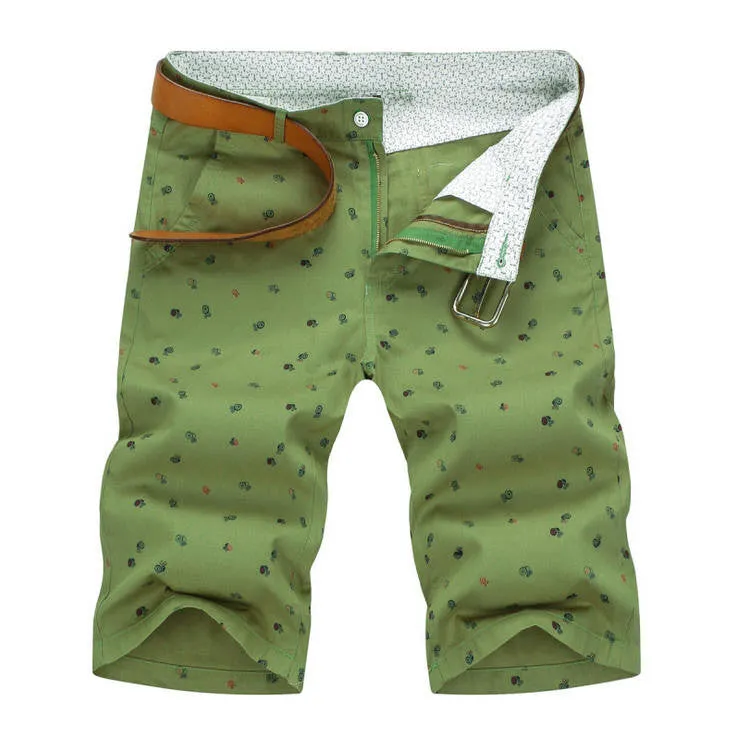 brand mens shorts print casual Men's shorts fashion cotton shorts shorts khaki white green