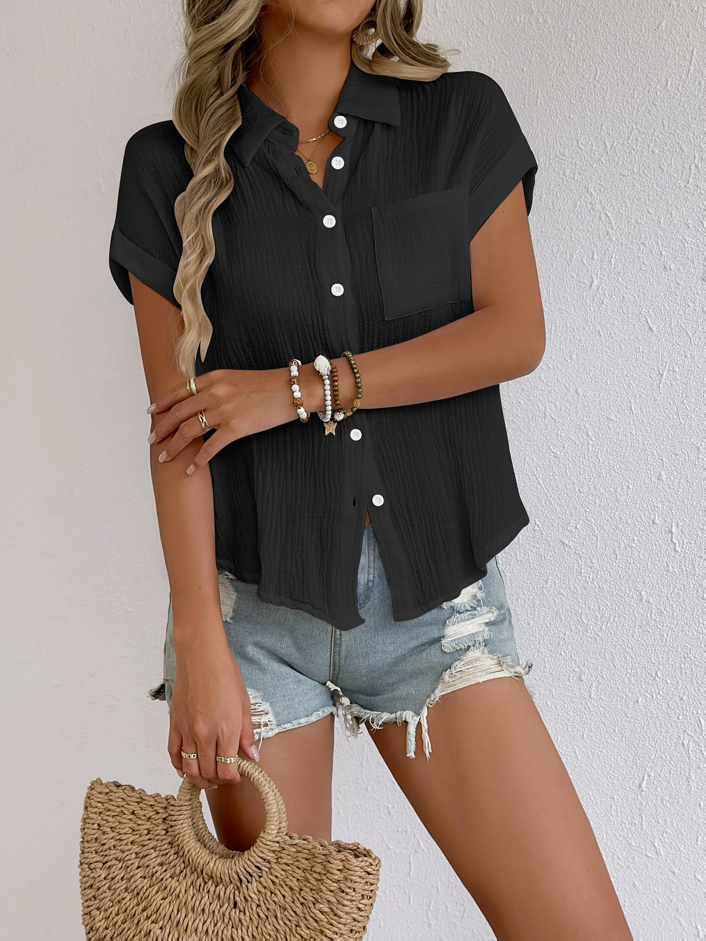 Brennan® | Breathable Cotton Blouse With Dolman Sleeves