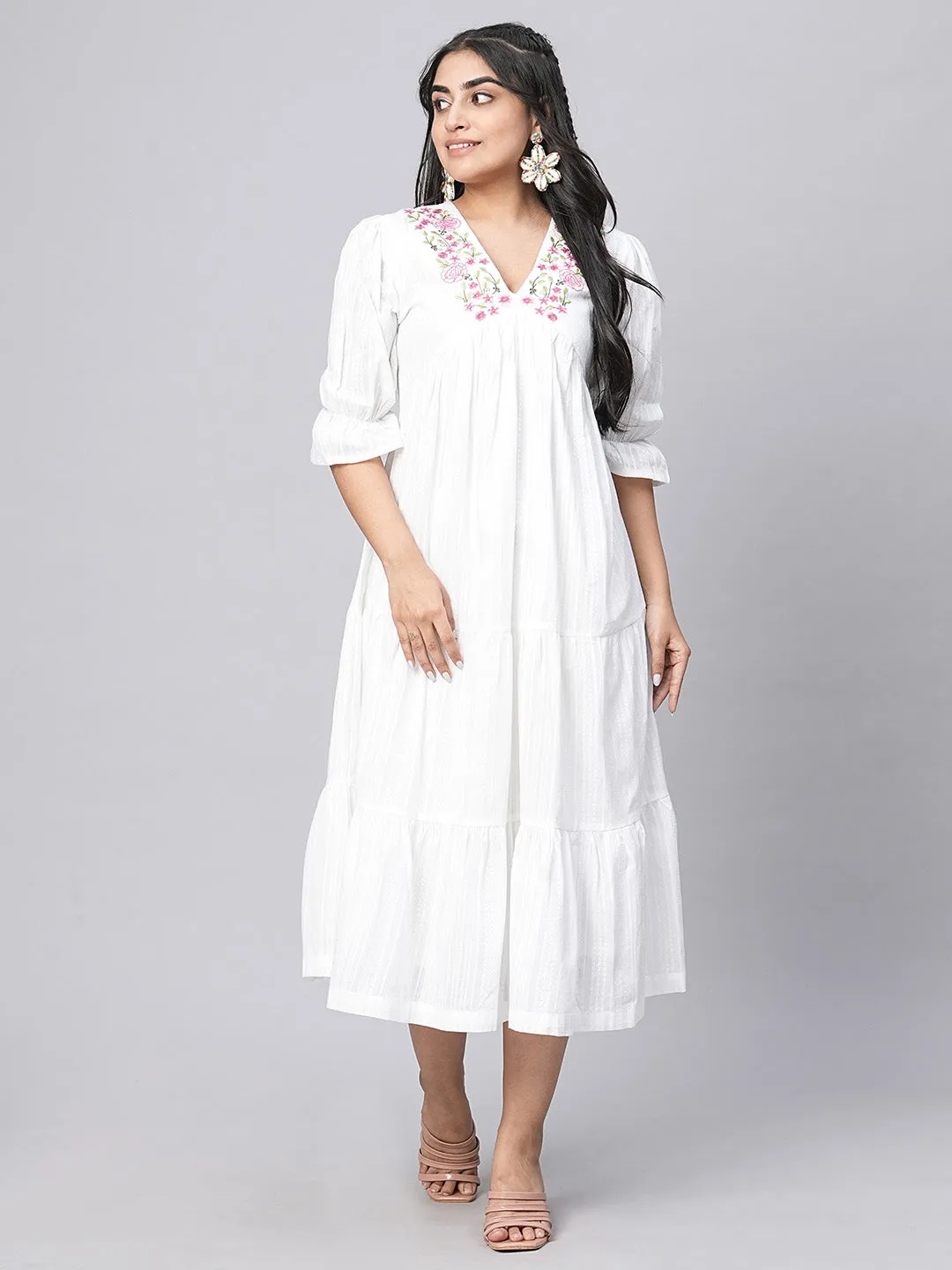 Buy White Cotton Ethnic Dress for women online in India - Zola