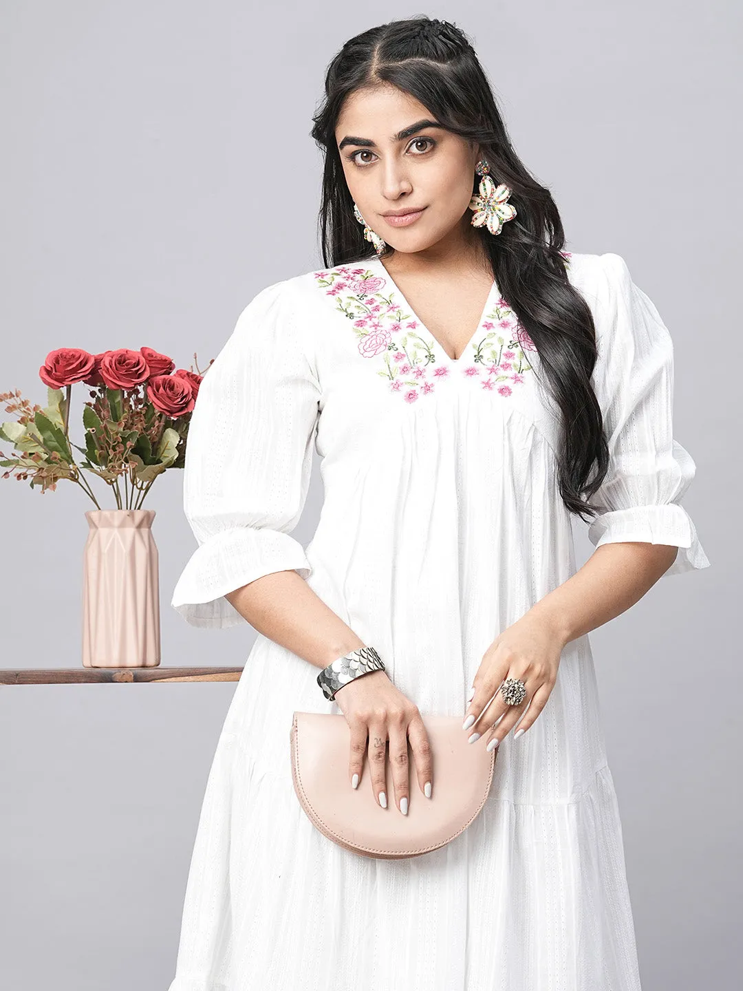 Buy White Cotton Ethnic Dress for women online in India - Zola