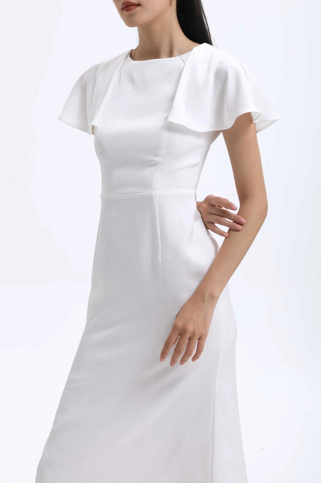 CAPE STYLE DRESS IN WHITE