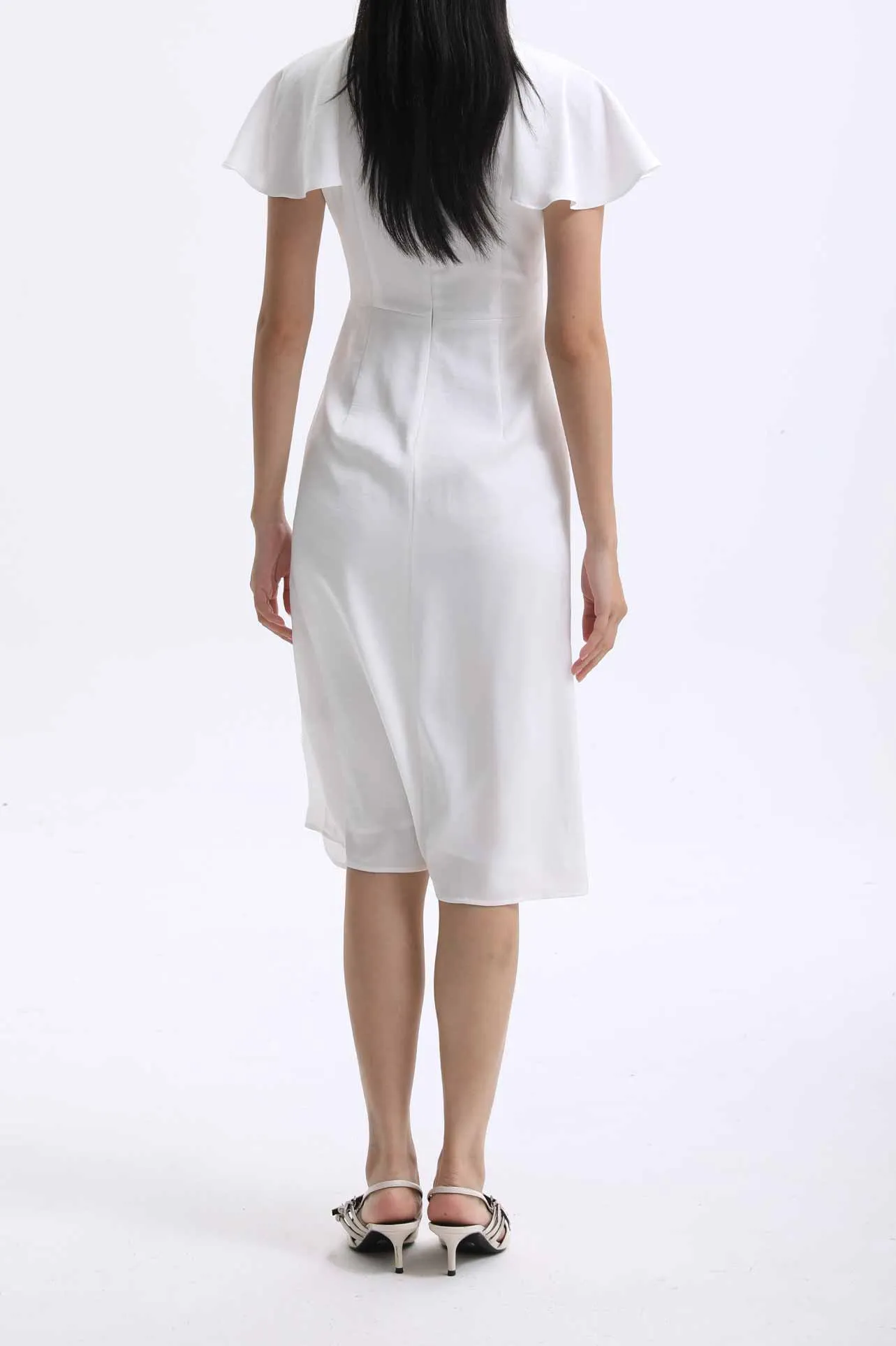 CAPE STYLE DRESS IN WHITE