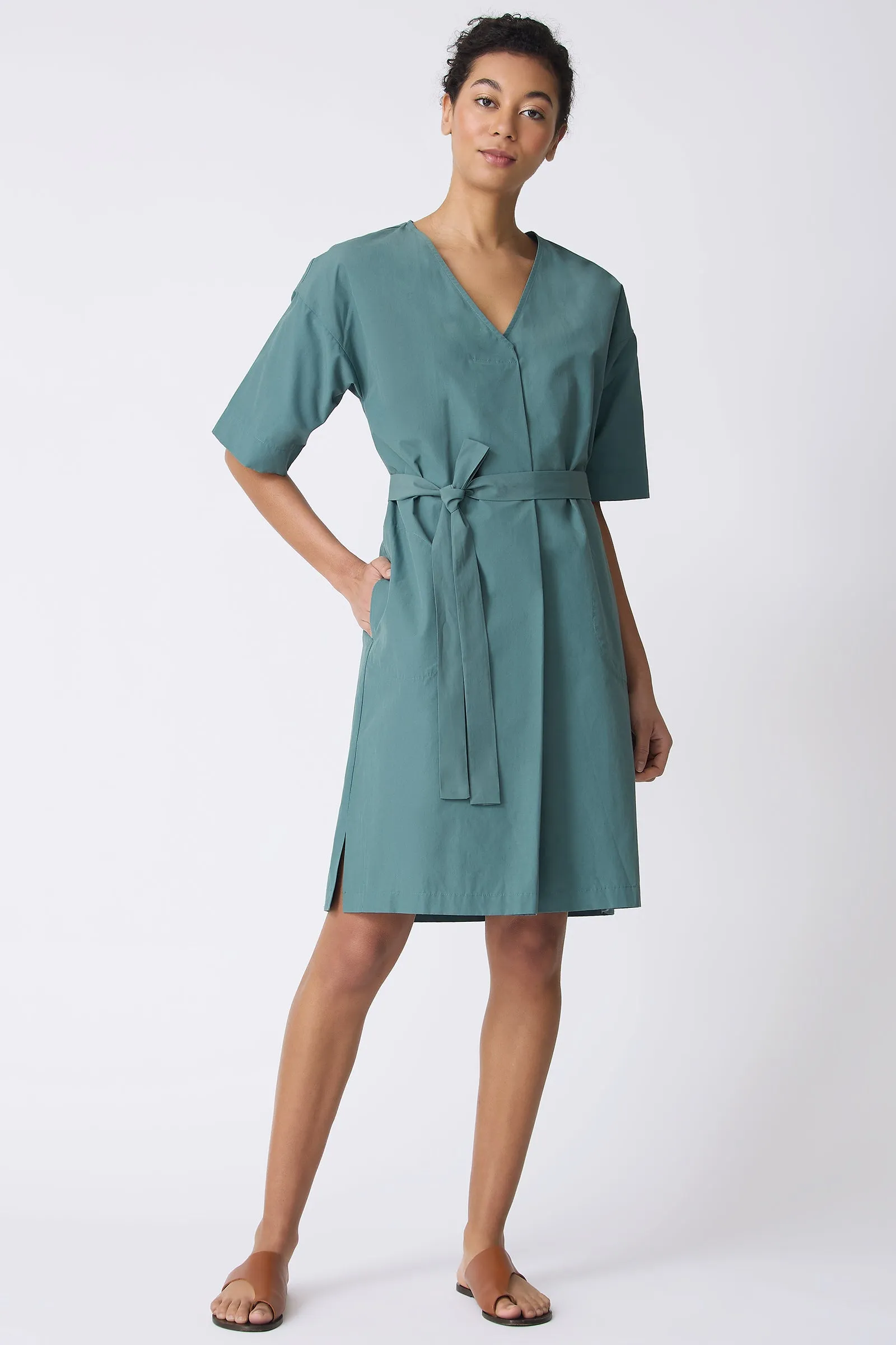 Cara Fold Front Dress - Sage
