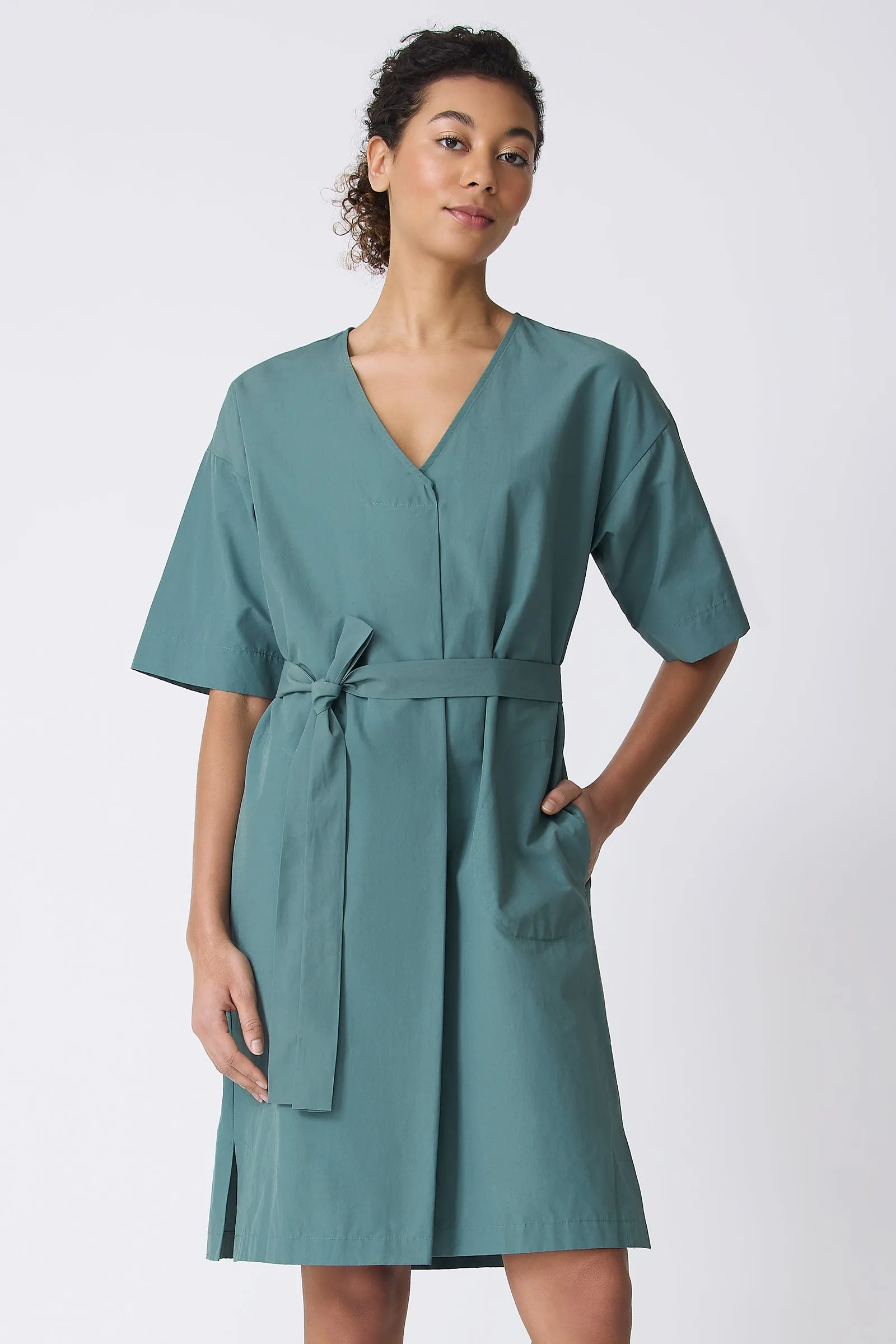 Cara Fold Front Dress - Sage
