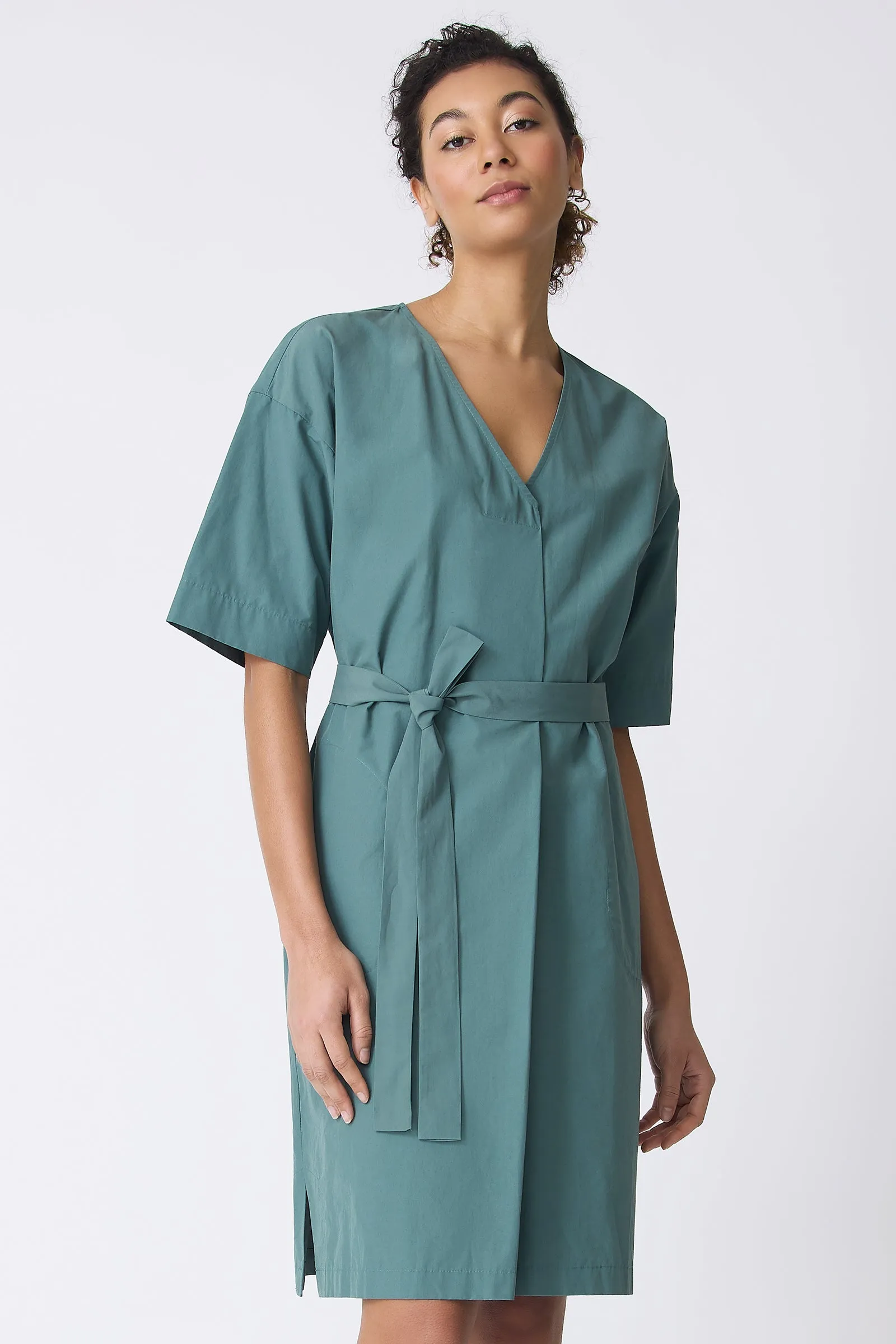 Cara Fold Front Dress - Sage