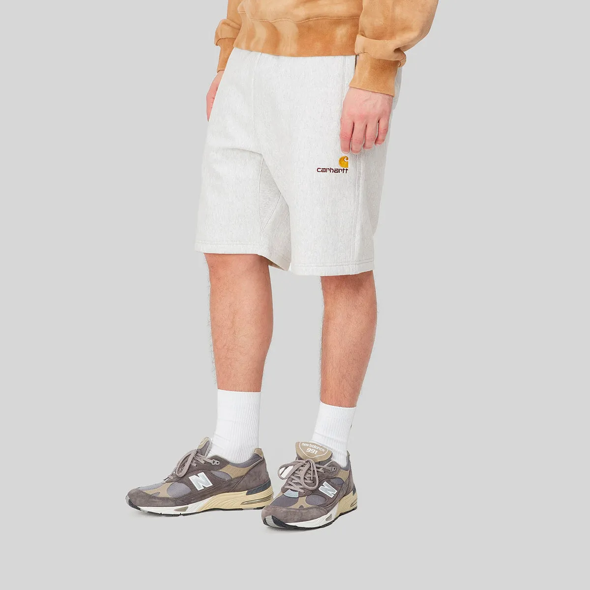 Carhartt WIP American Script Sweat Shorts Grey Heather