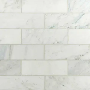 Carrara White 4x12 Polished Marble Tile