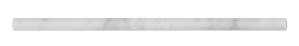 Carrara White Italian (Bianco Carrara) Marble 1/2 X 12 Pencil Liner Trim Molding (10, Polished)