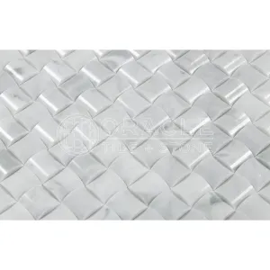 Carrara White Italian (Bianco Carrara) Marble 3D Small Bread Mosaic, Polished