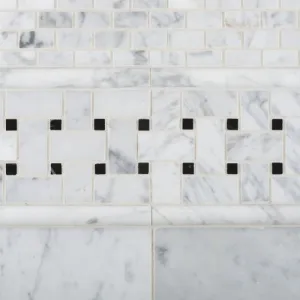 Carrara White Marble Polished Baby Brick Mosaic Tile - 6" X 6" Sample