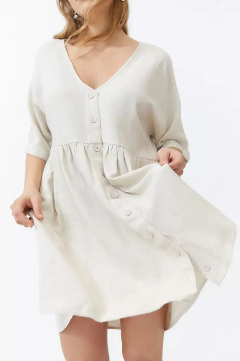 Casual Solid Patchwork V Neck Princess Dresses