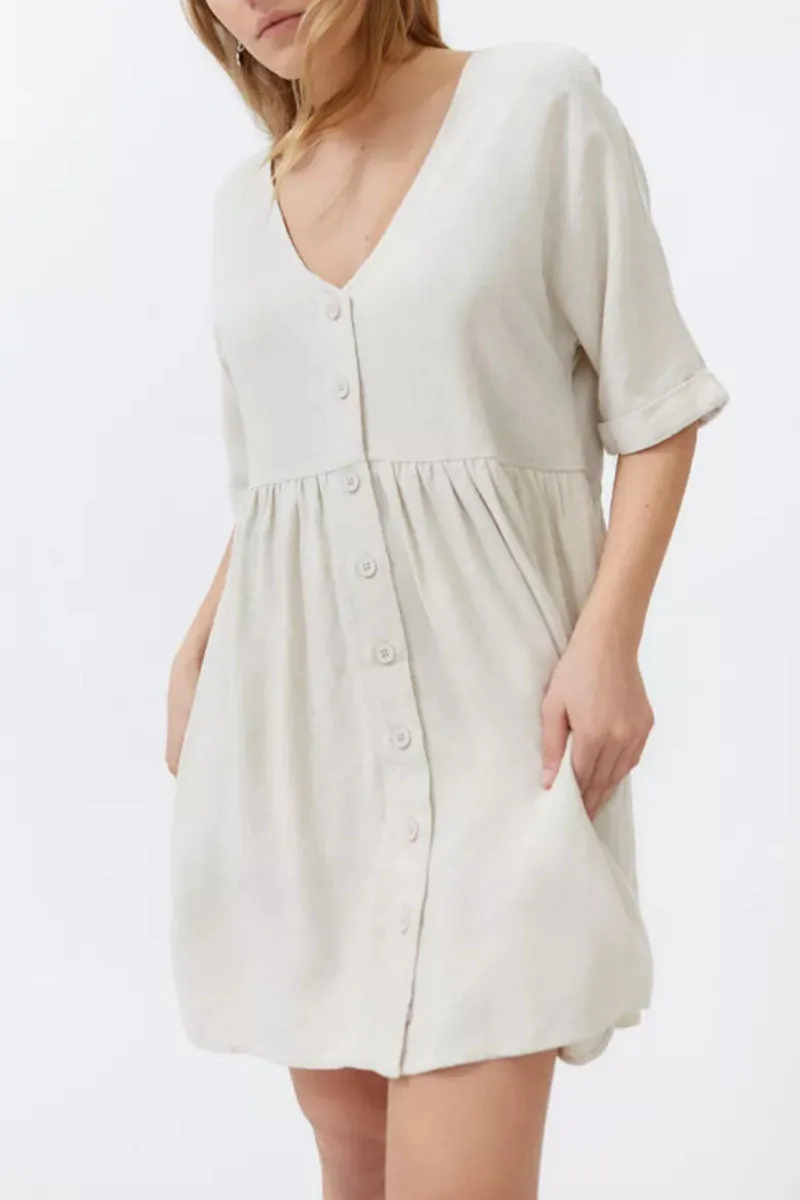 Casual Solid Patchwork V Neck Princess Dresses