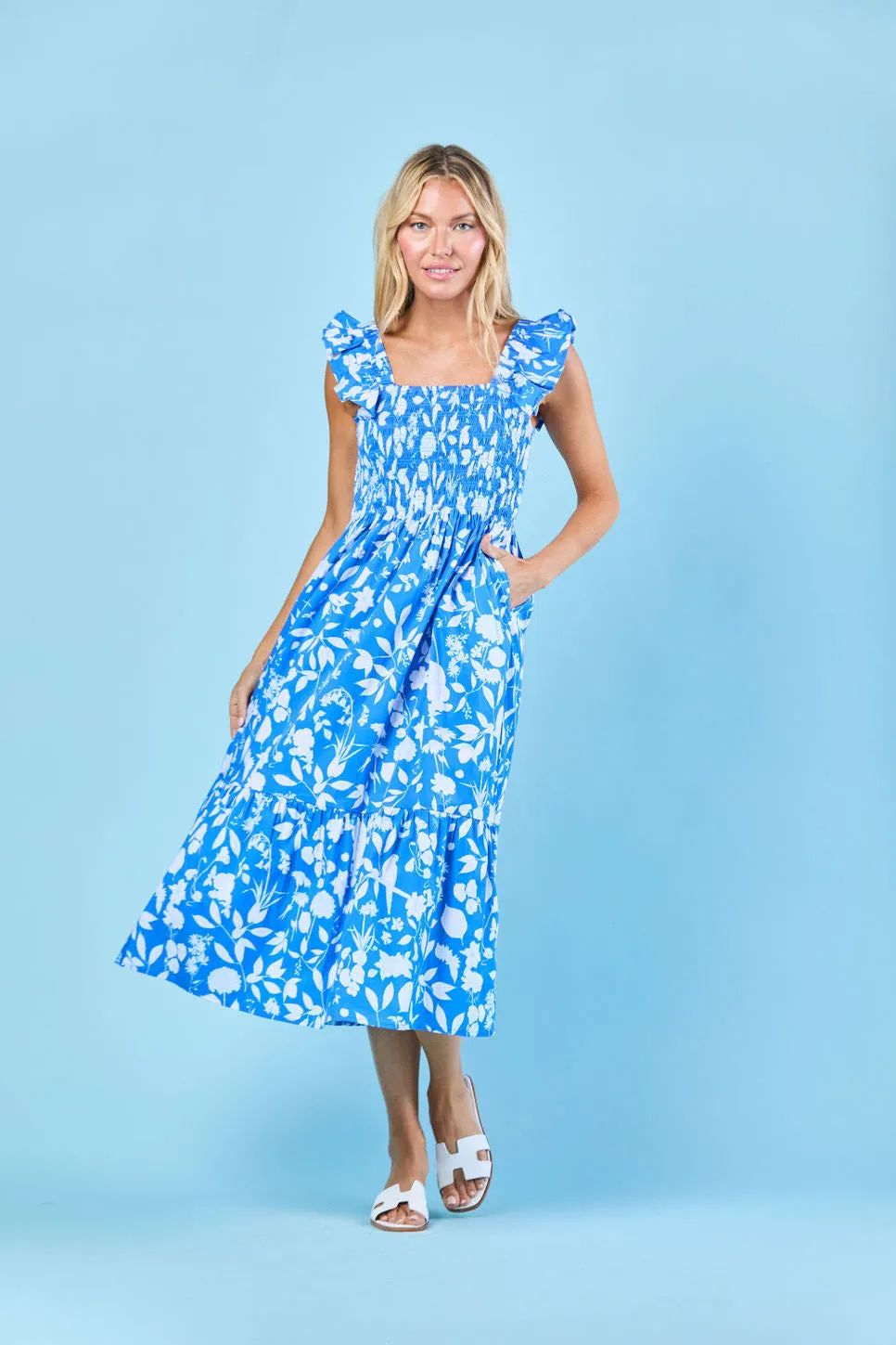 Charlotte Dress in Azul Wildflower
